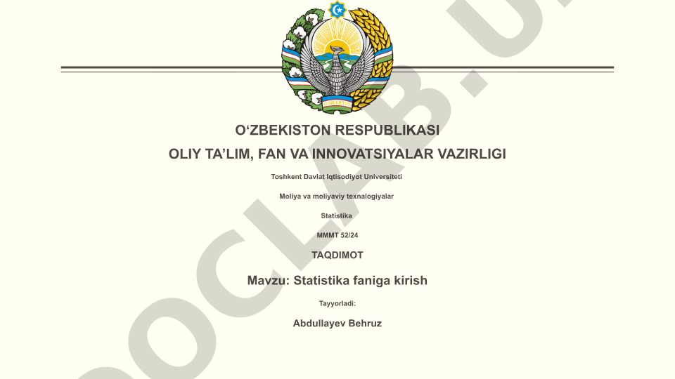 Statistika faniga kirish