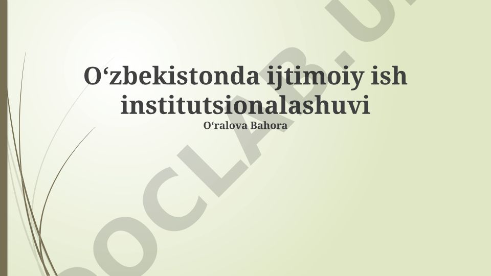 Oʻzbekistonda ijtimoiy ish institutsionalashuvi