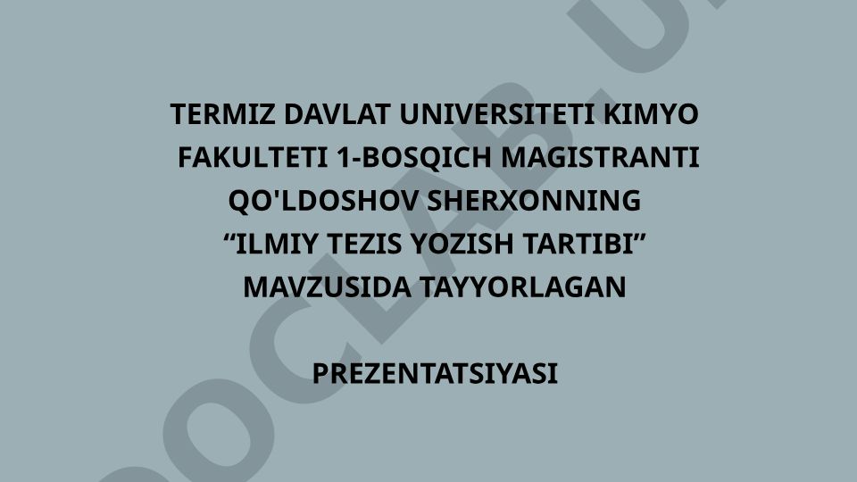 Ilmiy tezis yozish tartibi