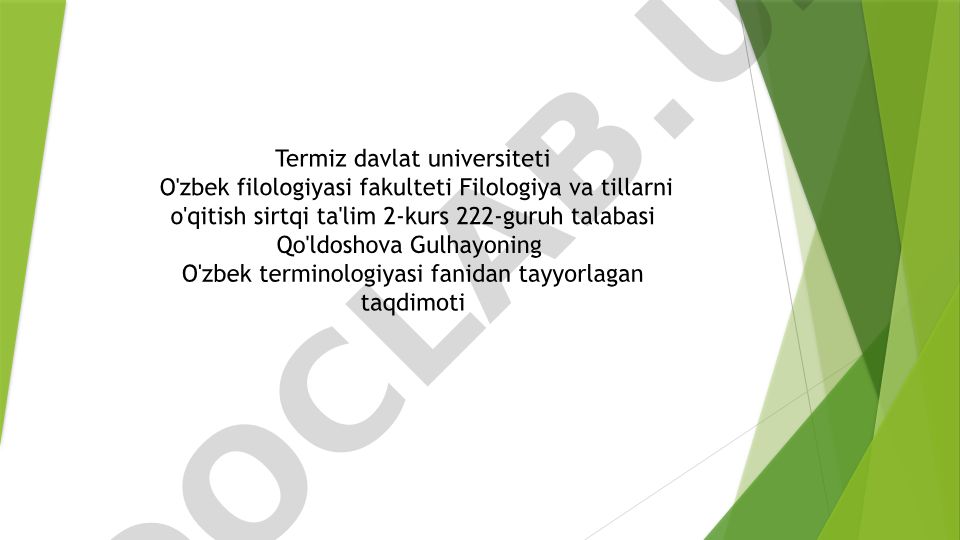 O’zbek terminologik tizimida o’zlashgan qatlamning o’rni