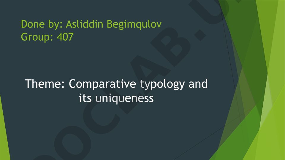Comparative typology and its uniqueness