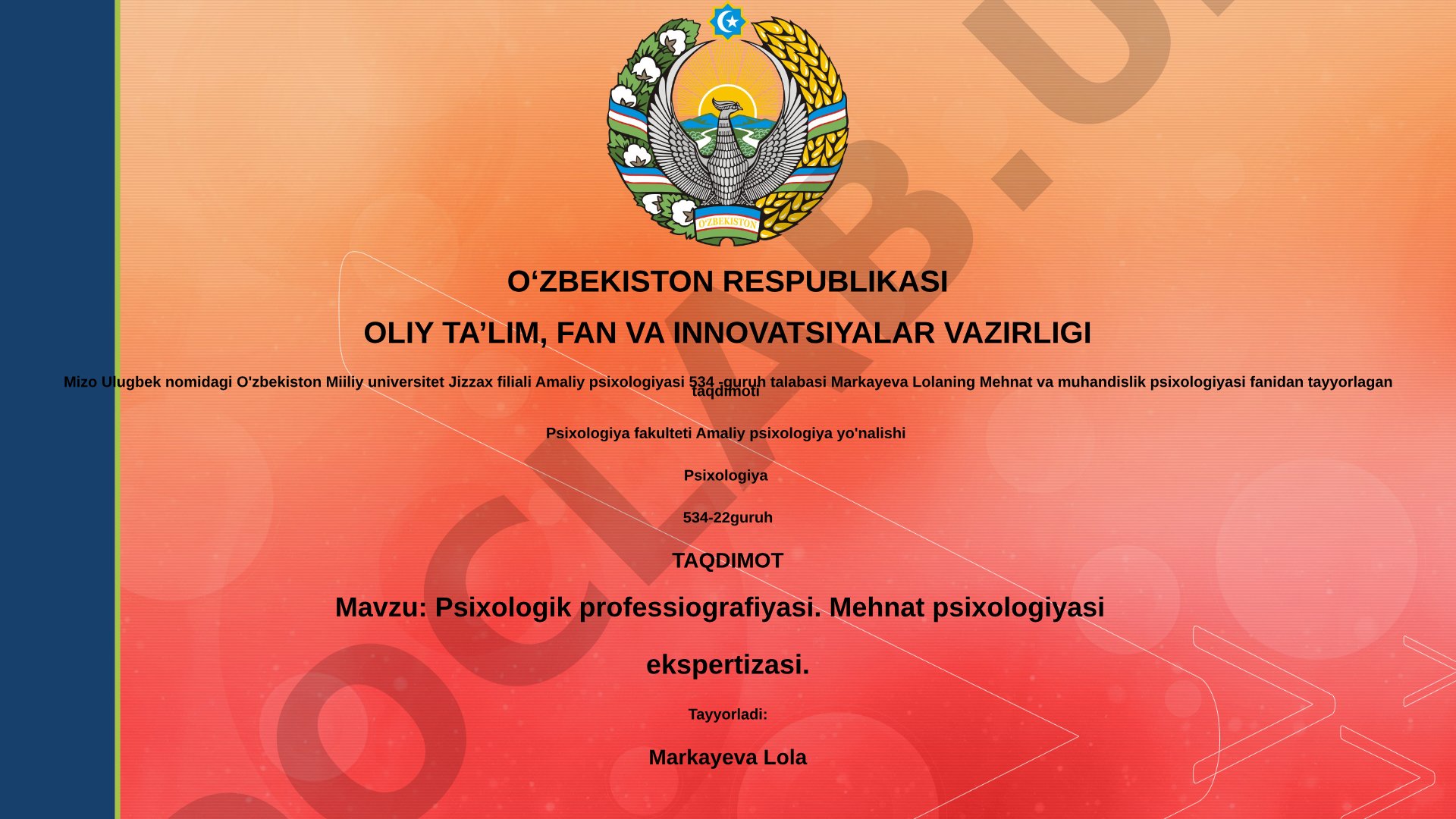 Psixologik professiografiyasi va mehnat psixologiyasi ekspertizasi