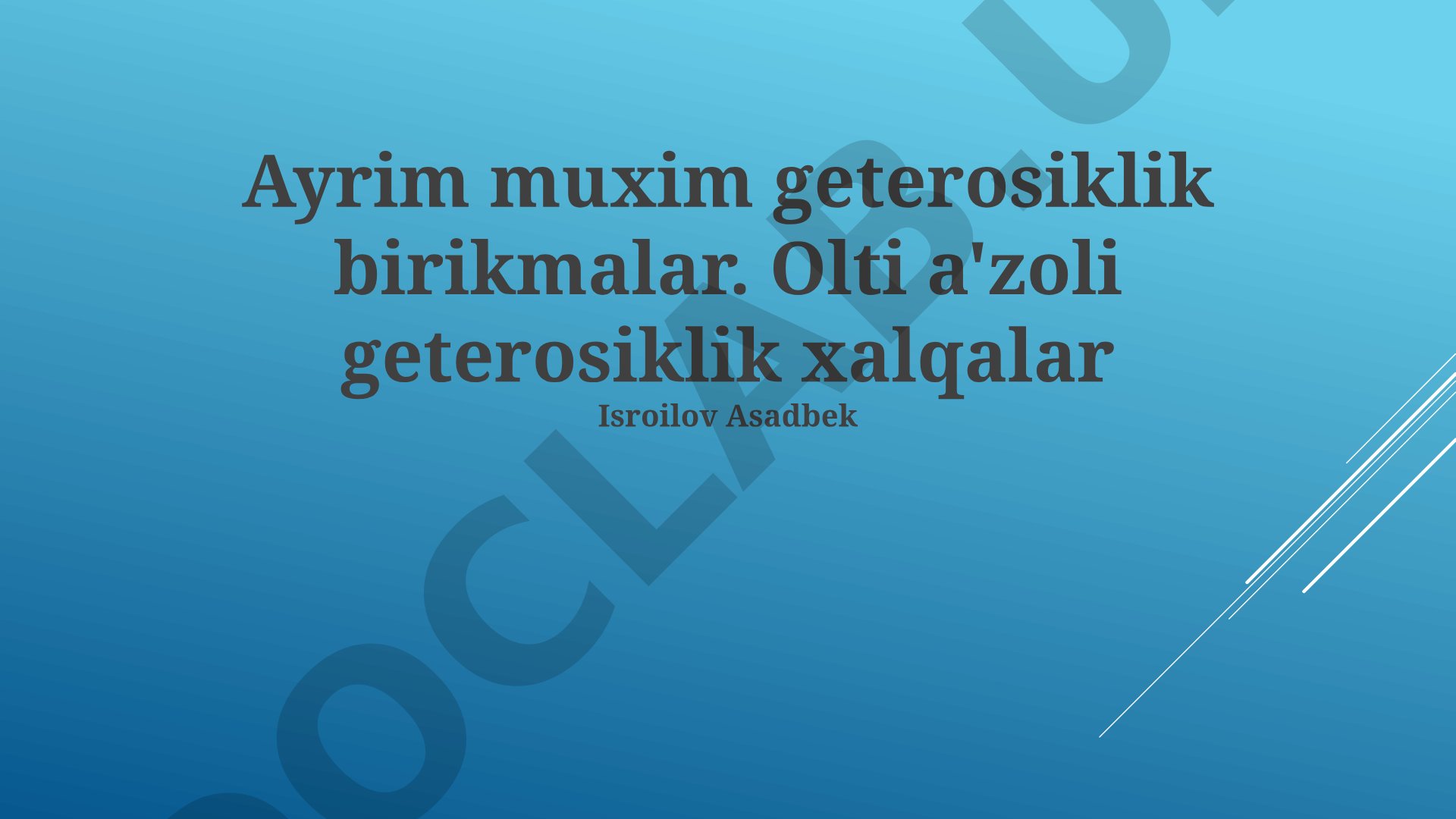 Ayrim muxim geterosiklik birikmalar. Olti a'zoli geterosiklik xalqalar