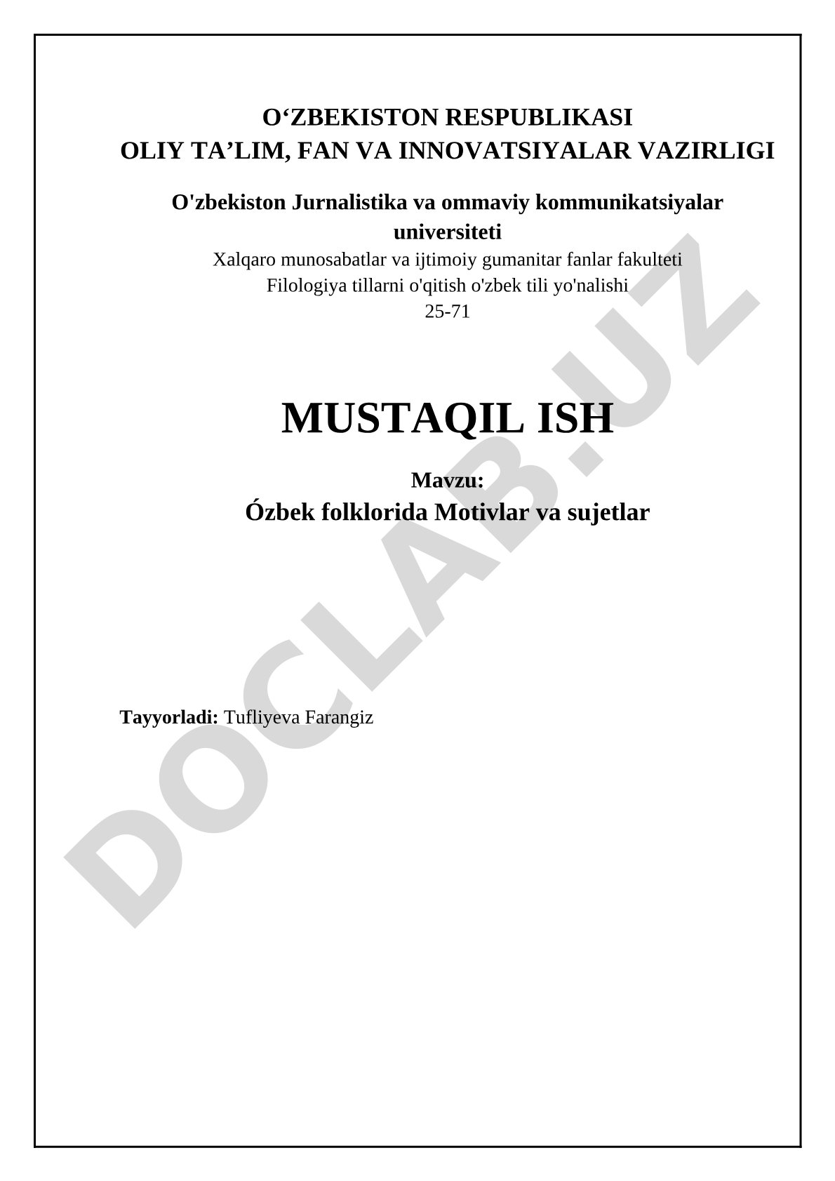 Ózbek folklorida Motivlar va sujetlar
