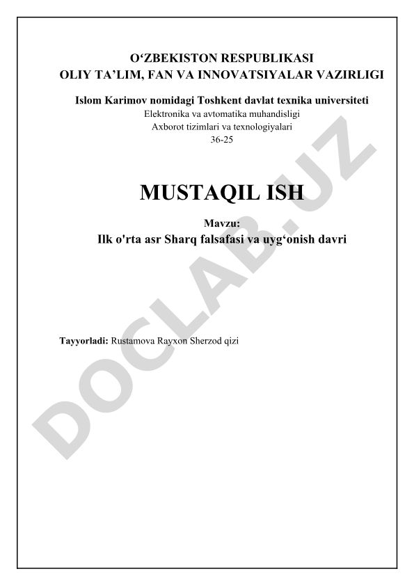 Ilk o'rta asr Sharq falsafasi va uyg‘onish davri