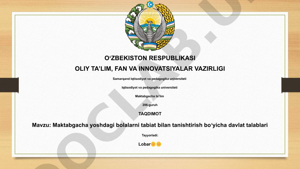 Maktabgacha yoshdagi bolalarni tabiat bilan tanishtirish bo'yicha davlat talablari