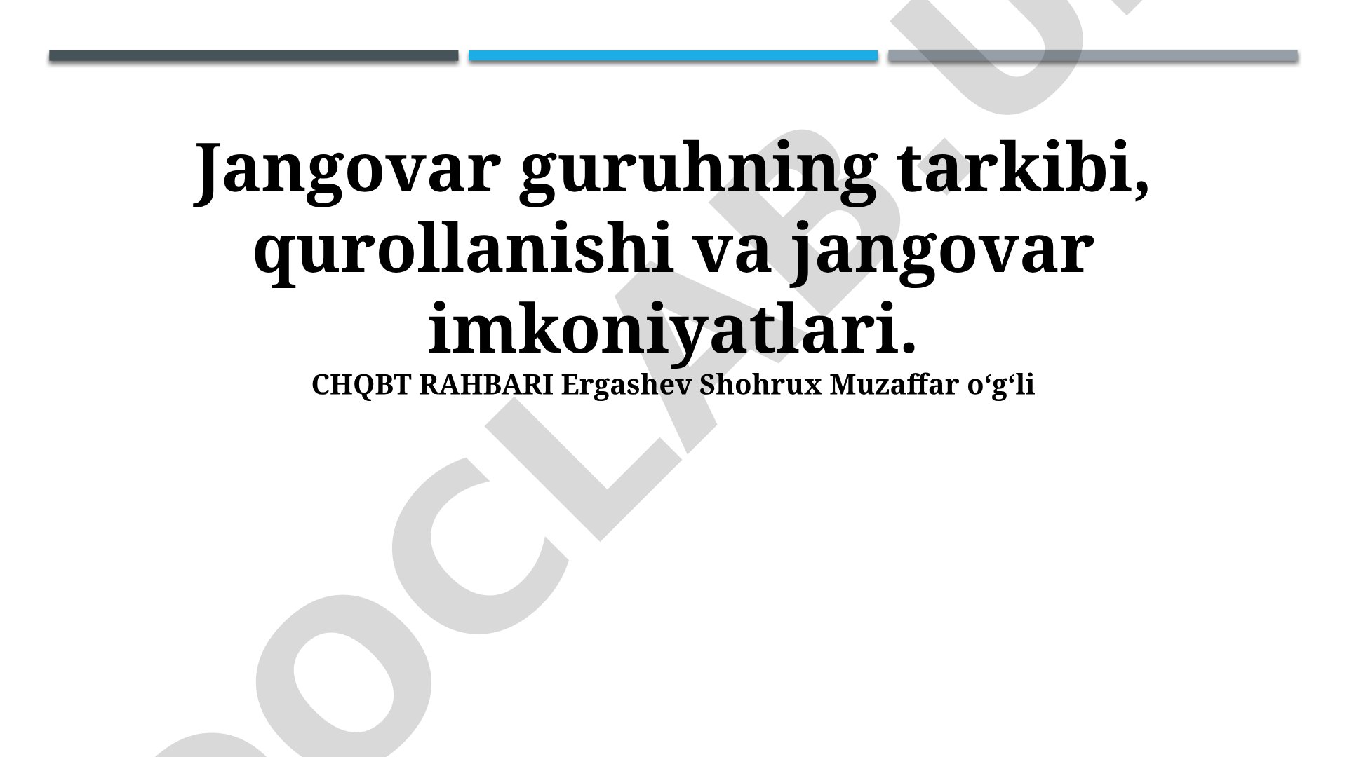 Jangovar guruhning tarkibi, qurollanishi va jangovar imkoniyatlari
