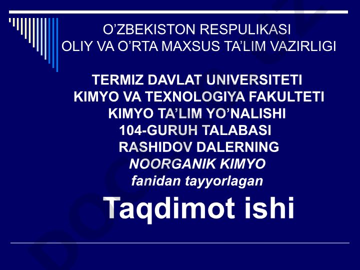 Mishyak, surma va vismutning birikmalari, xossalari va olinishi