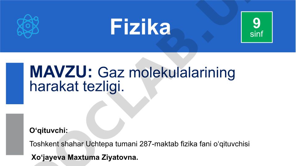 Gaz molekulalarining harakat tezligi