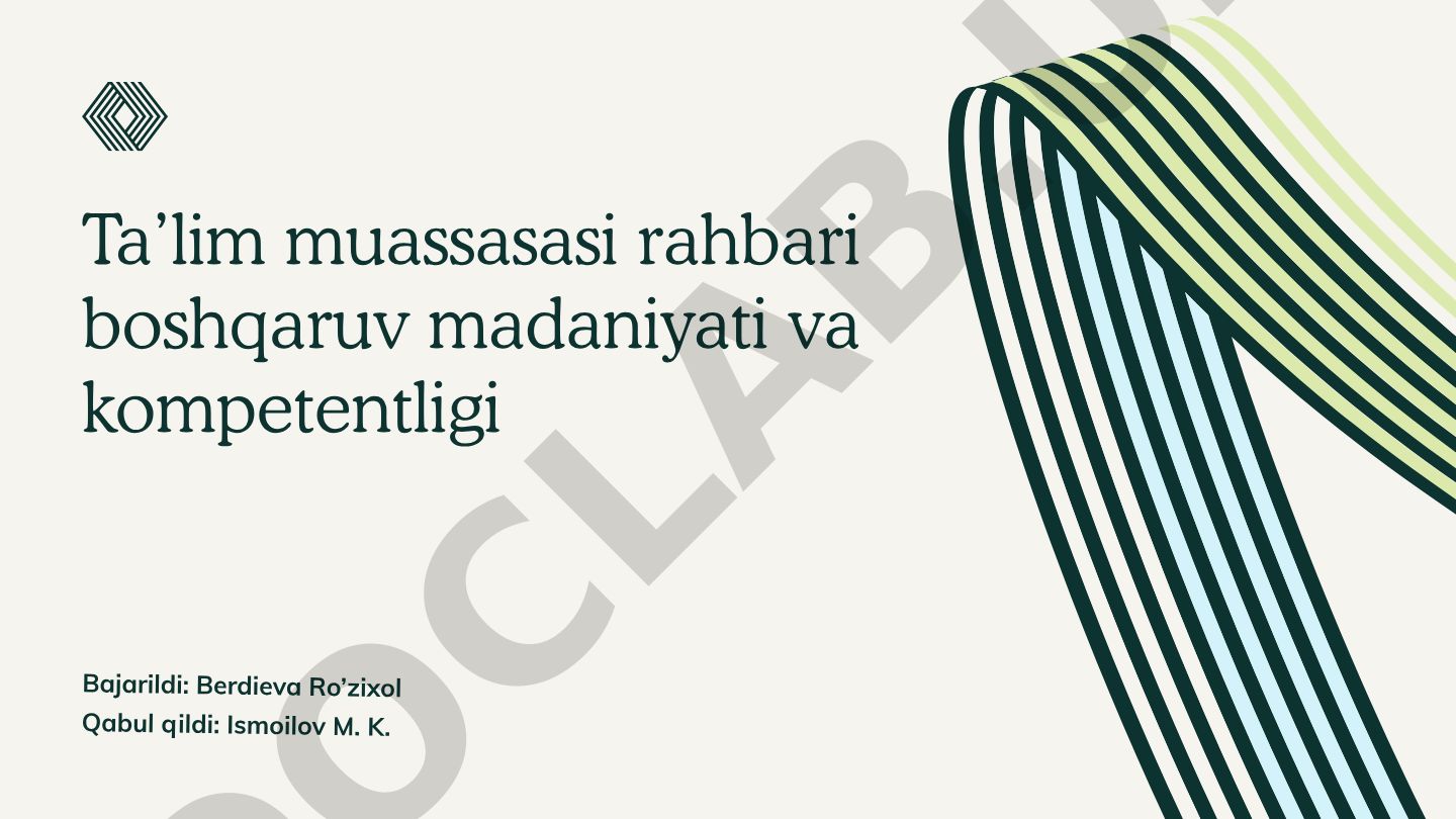 Zamonaviy rahbarga qo'yiladigan talablar va boshqaruv madaniyati