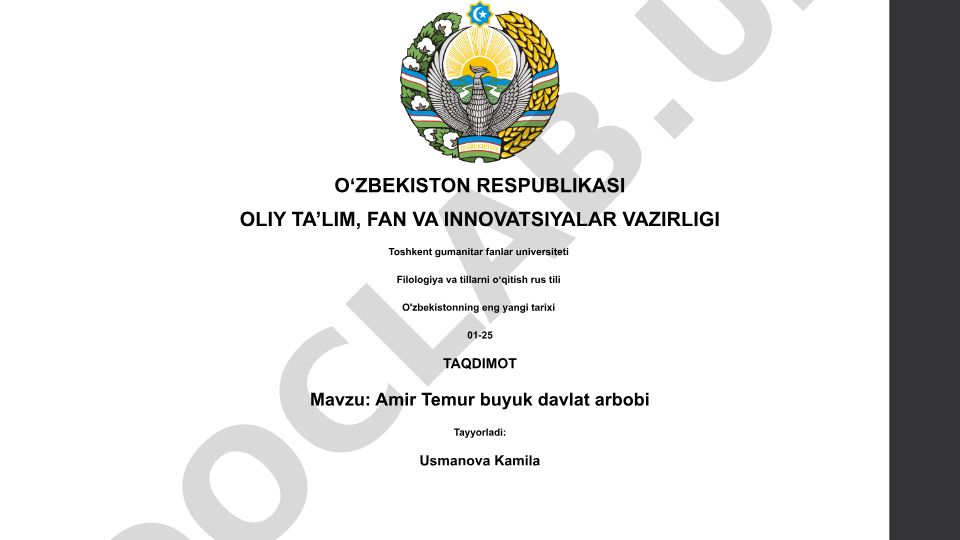 Amir Temur buyuk davlat arbobi