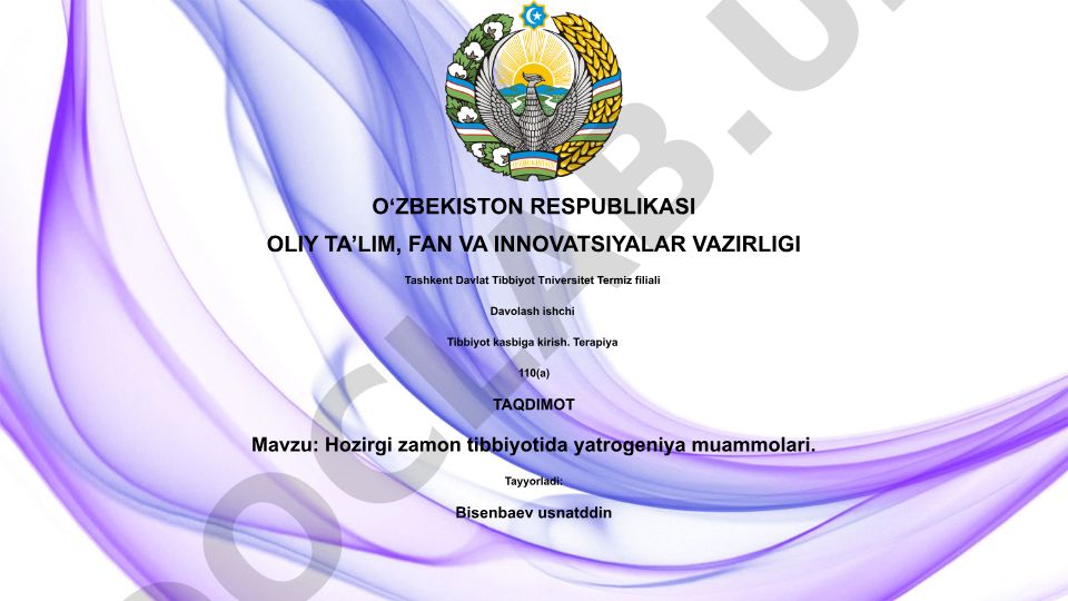 Hozirgi zamon tibbiyotida yatrogeniya muammolari