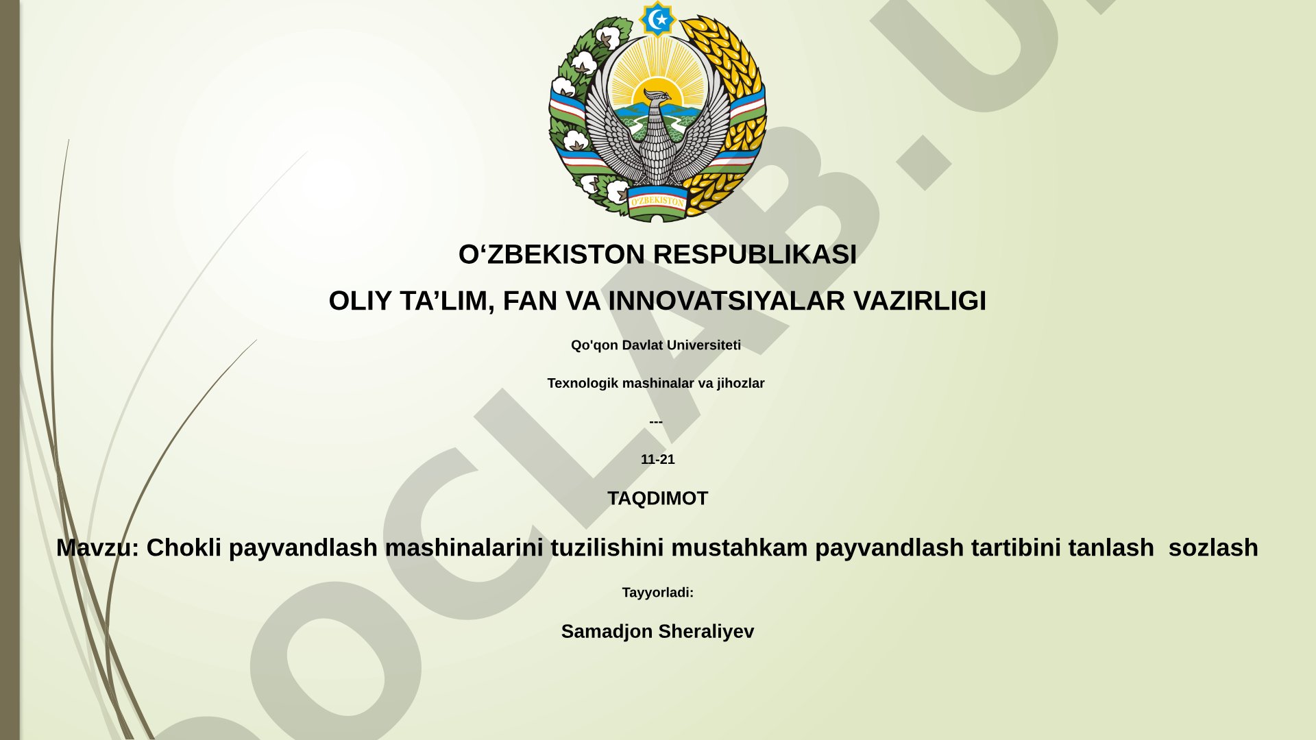 Chokli payvandlash mashinalarini tuzilishini mustahkam payvandlash tartibini tanlash sozlash