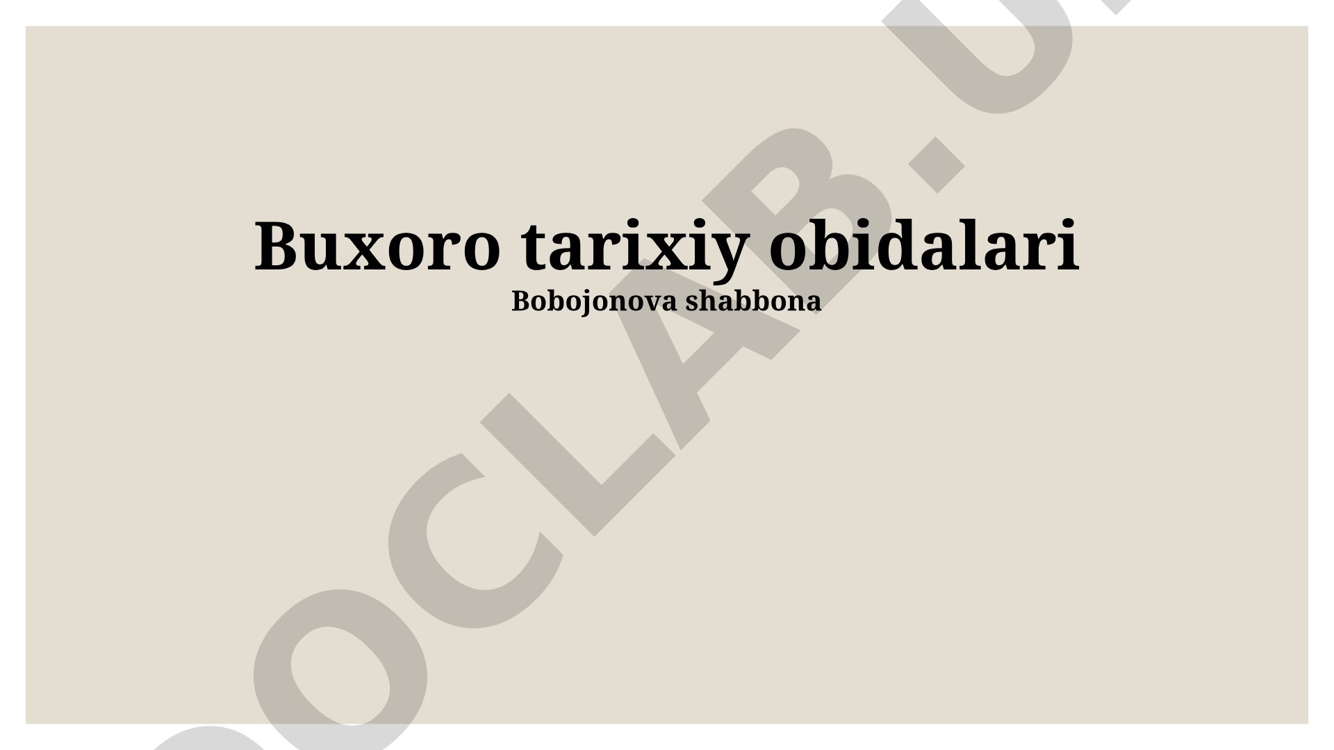 Buxoro me'moriy durdonalari