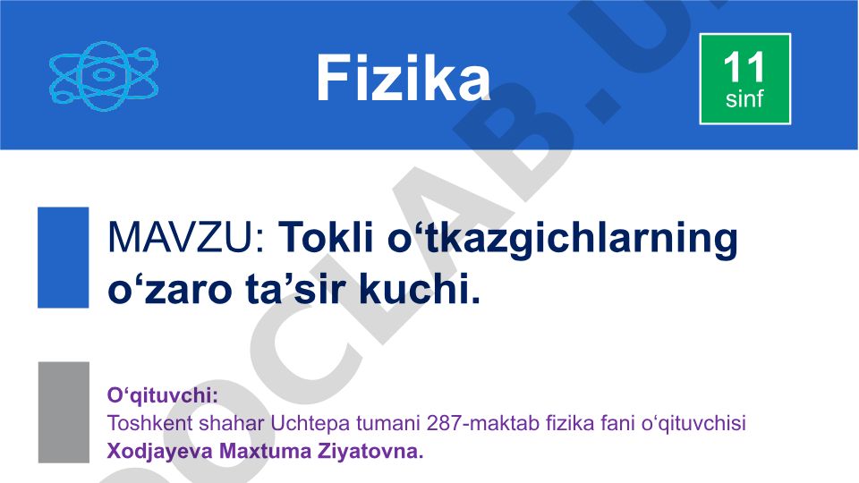 Tokli o‘tkazgichlarning o‘zaro ta’sir kuchi
