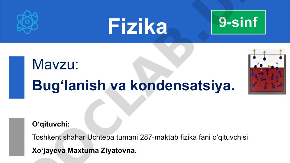 Bug‘lanish va kondensatsiya
