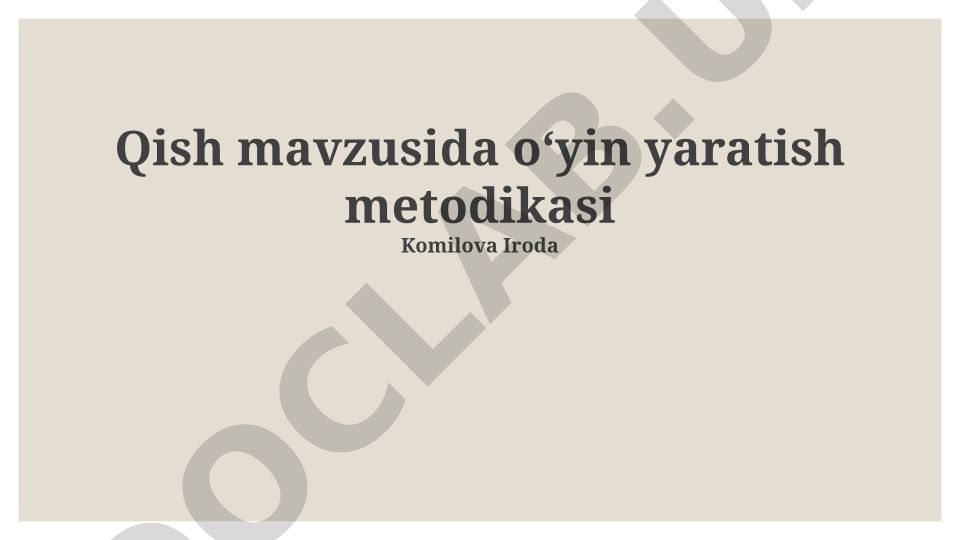 Qish mavzusida oʻyin yaratish metodikasi