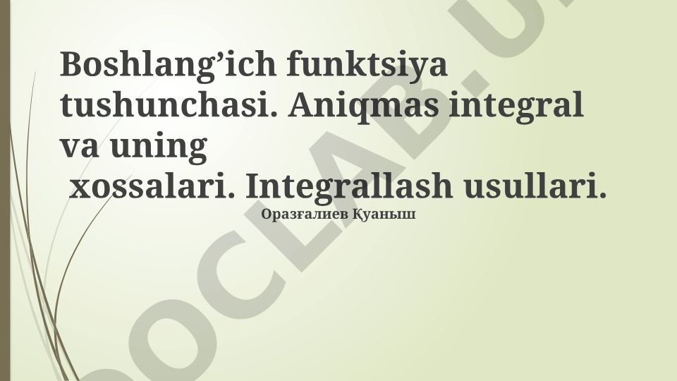 Boshlang'ich funksiya va aniqmas integral