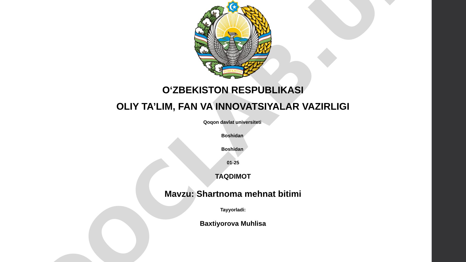 Shartnoma mehnat bitimi