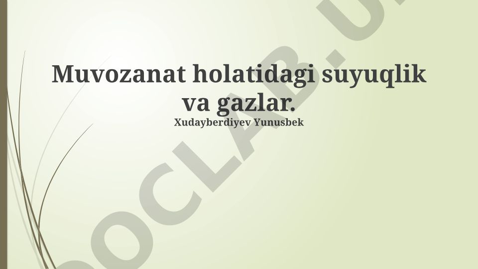 Muvozanat holatidagi suyuqlik va gazlar