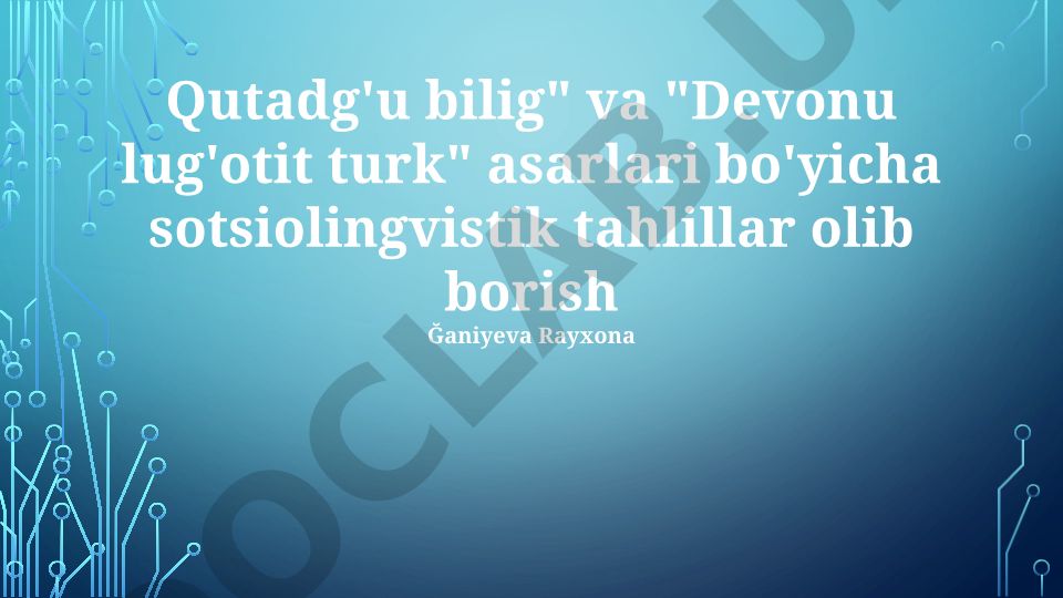 Qutadg'u Bilig va Devonu Lug'otit Turk asarlarining sotsiolingvistik tahlili