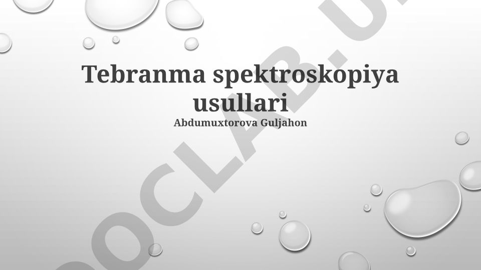 Tebranma spektroskopiya usullari