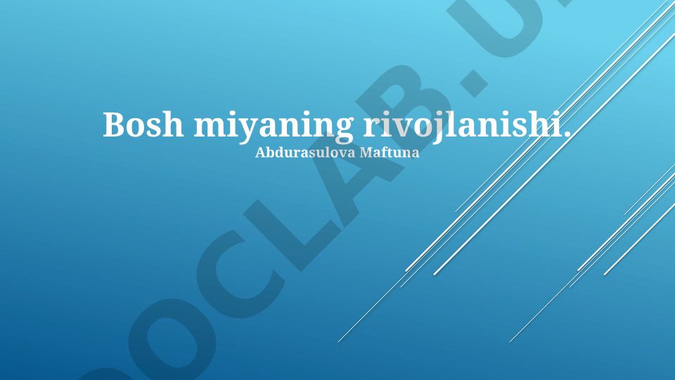 Bosh miyaning rivojlanishi