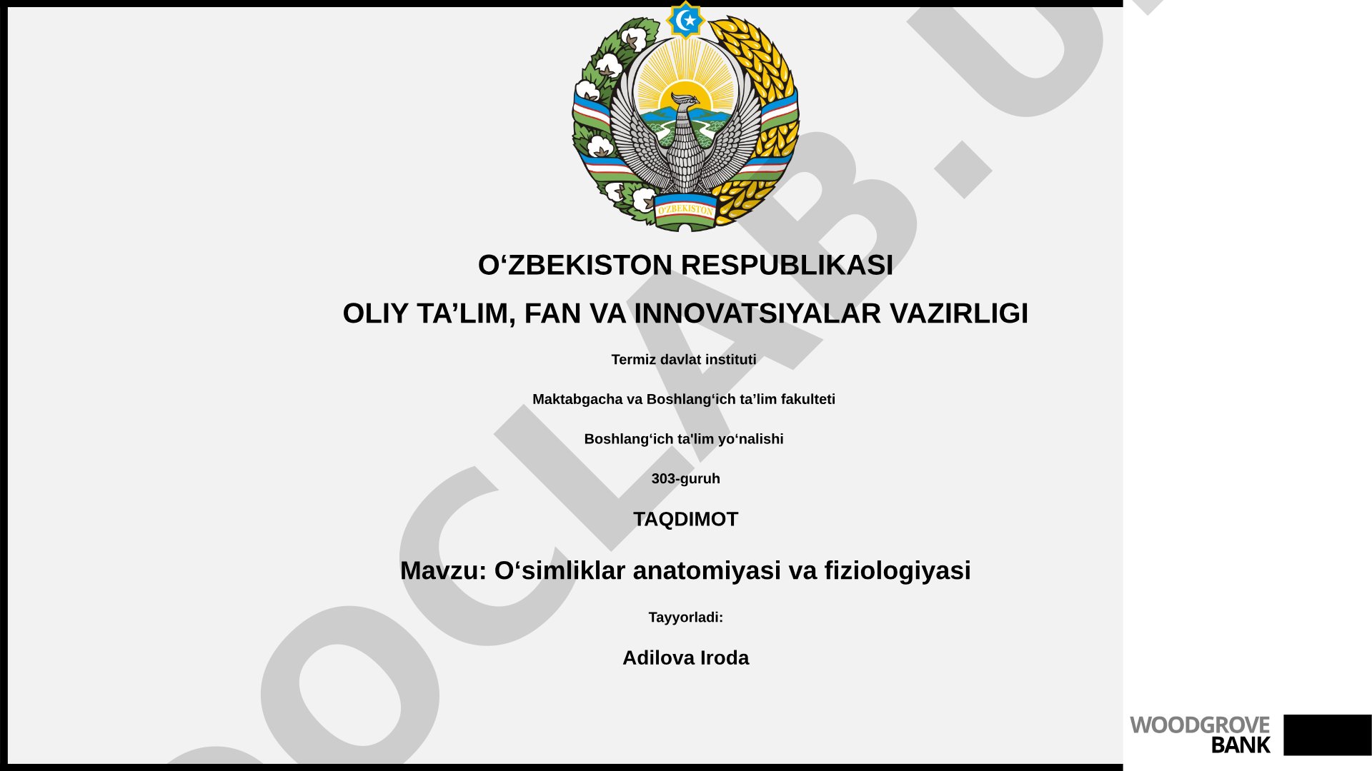 O'simliklar anatomiyasi va fiziologiyasi