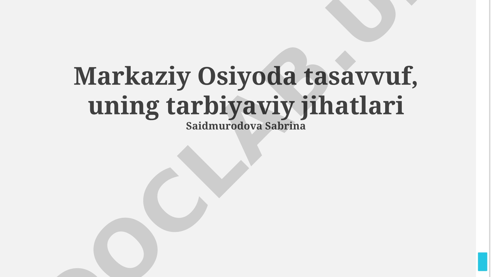 Markaziy Osiyoda tasavvuf, uning tarbiyaviy jihatlari