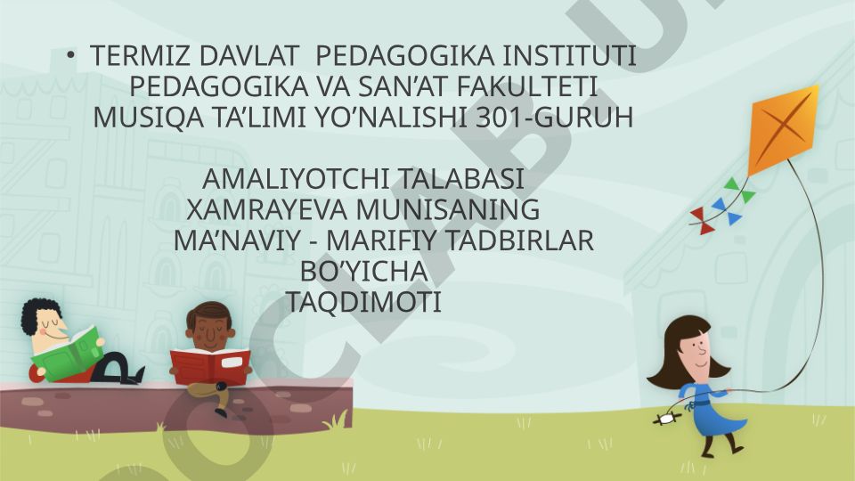 Ma'naviy - ma'rifiy tadbirlar bo'yicha taqdimot