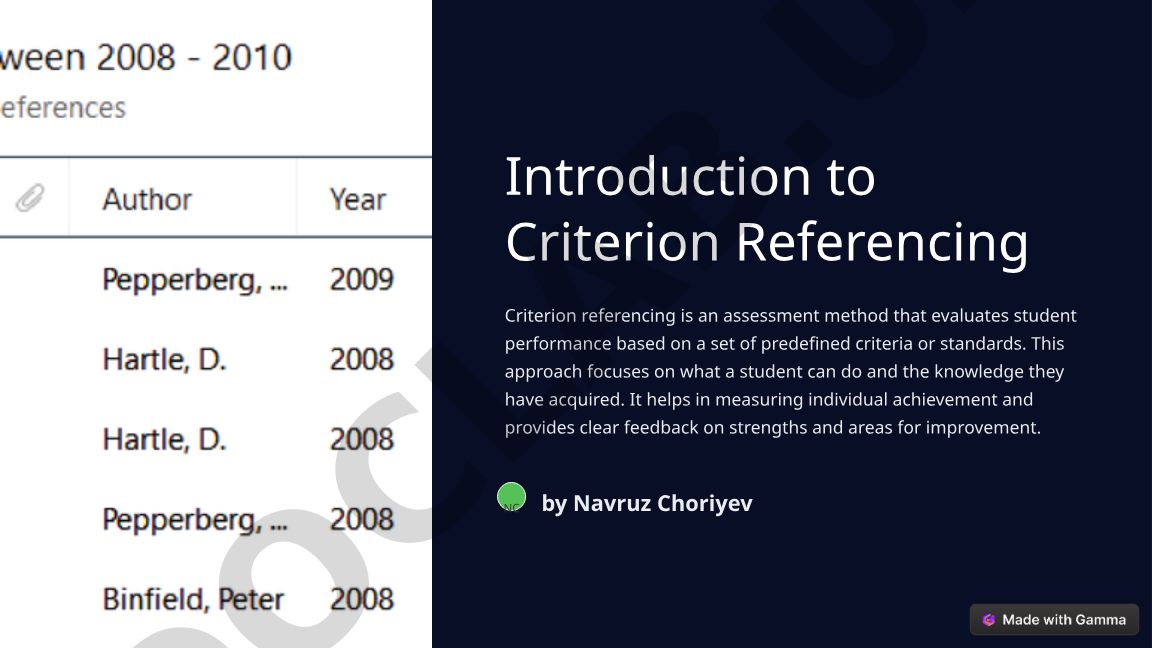 Introduction to Criterion Referencing