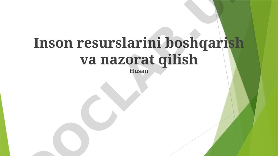 Inson resurslarini boshqarish va nazorat qilish