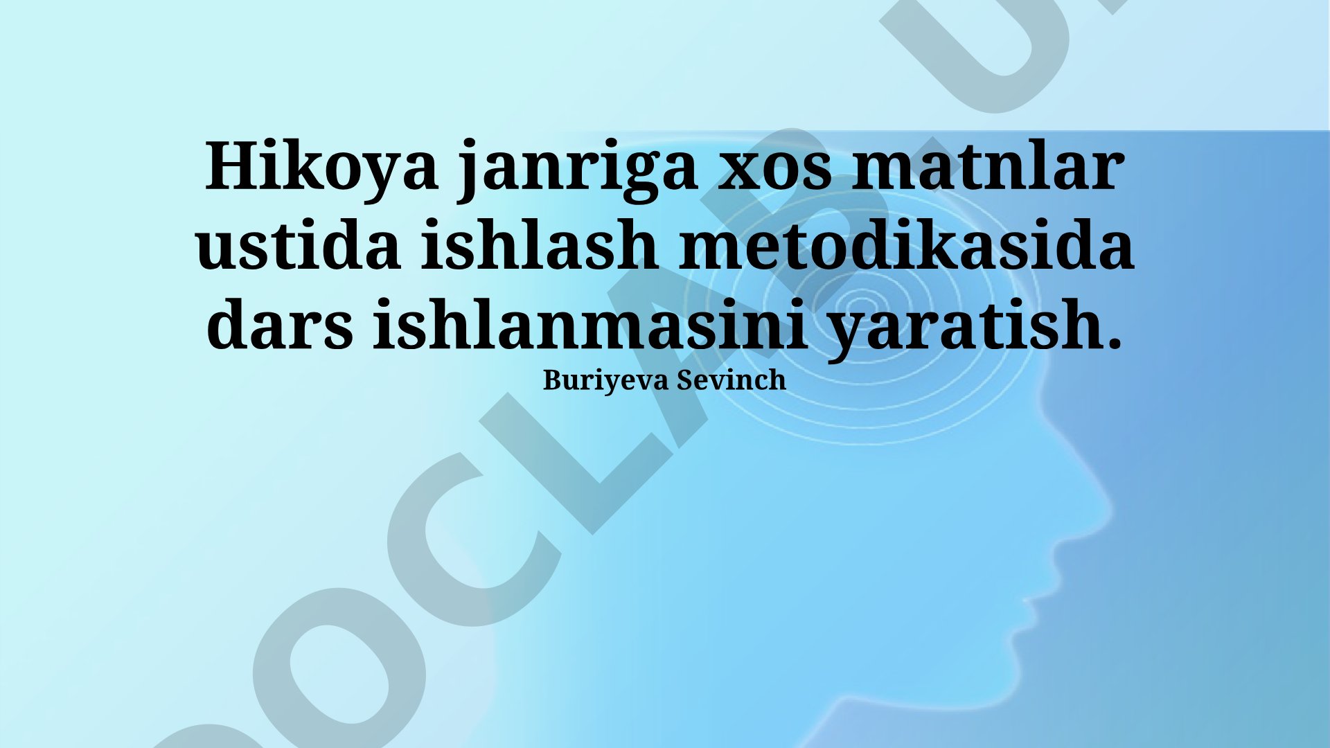 Hikoya janriga xos matnlar ustida ishlash metodikasida dars ishlanmasini yaratish