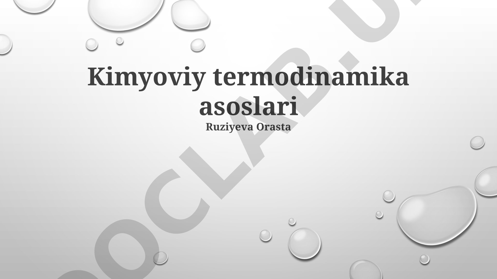 Kimyoviy termodinamika asoslari