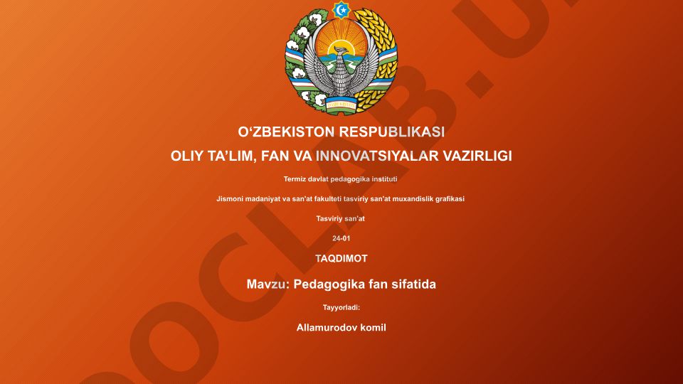 Pedagogika fan sifatida