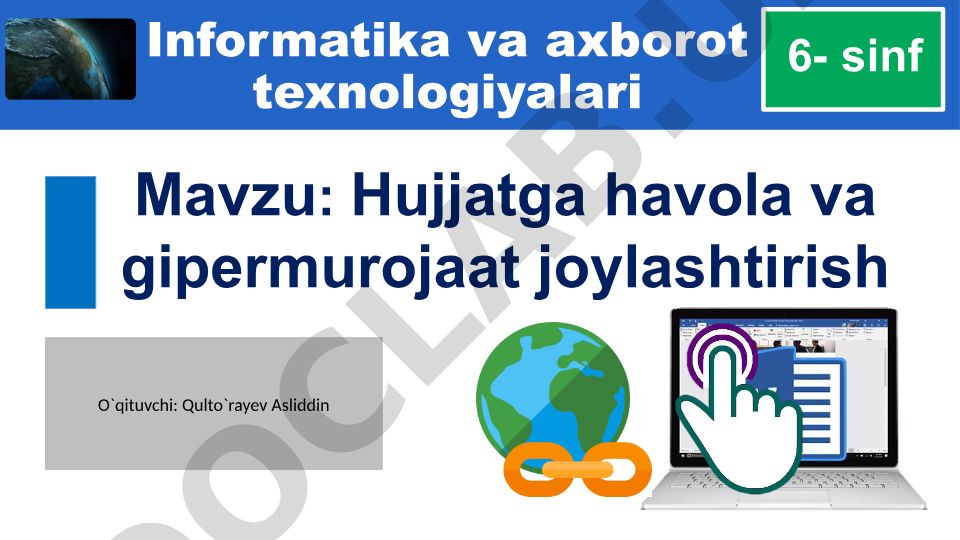 Hujjatga havola va gipermurojaat joylashtirish