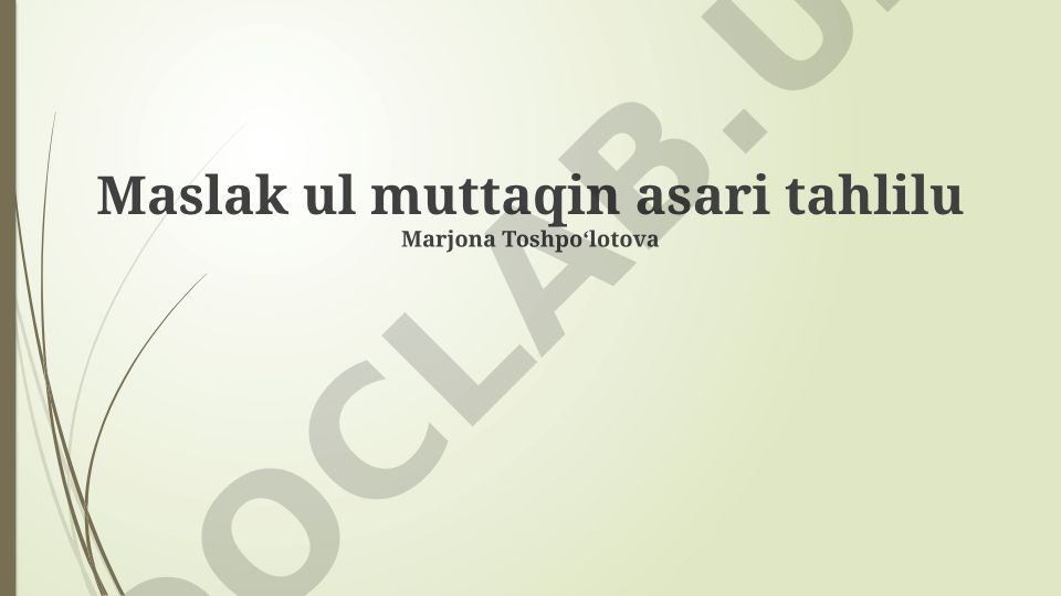Maslak ul muttaqin asari tahlili