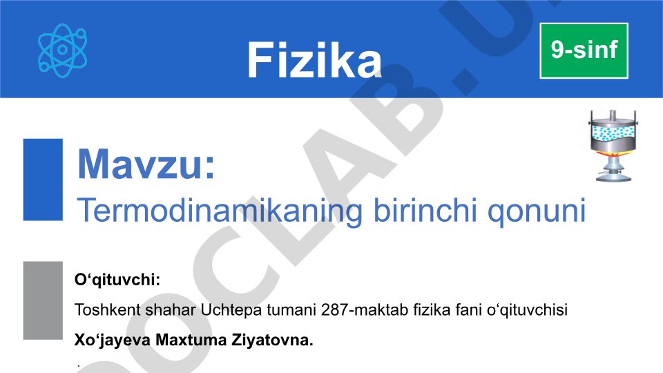 Termodinamikaning birinchi qonuni
