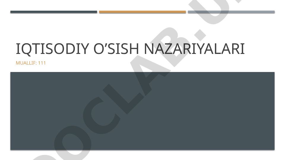 Iqtisodiy o'sish nazariyalari va O'zbekiston misolida o'sish modellari