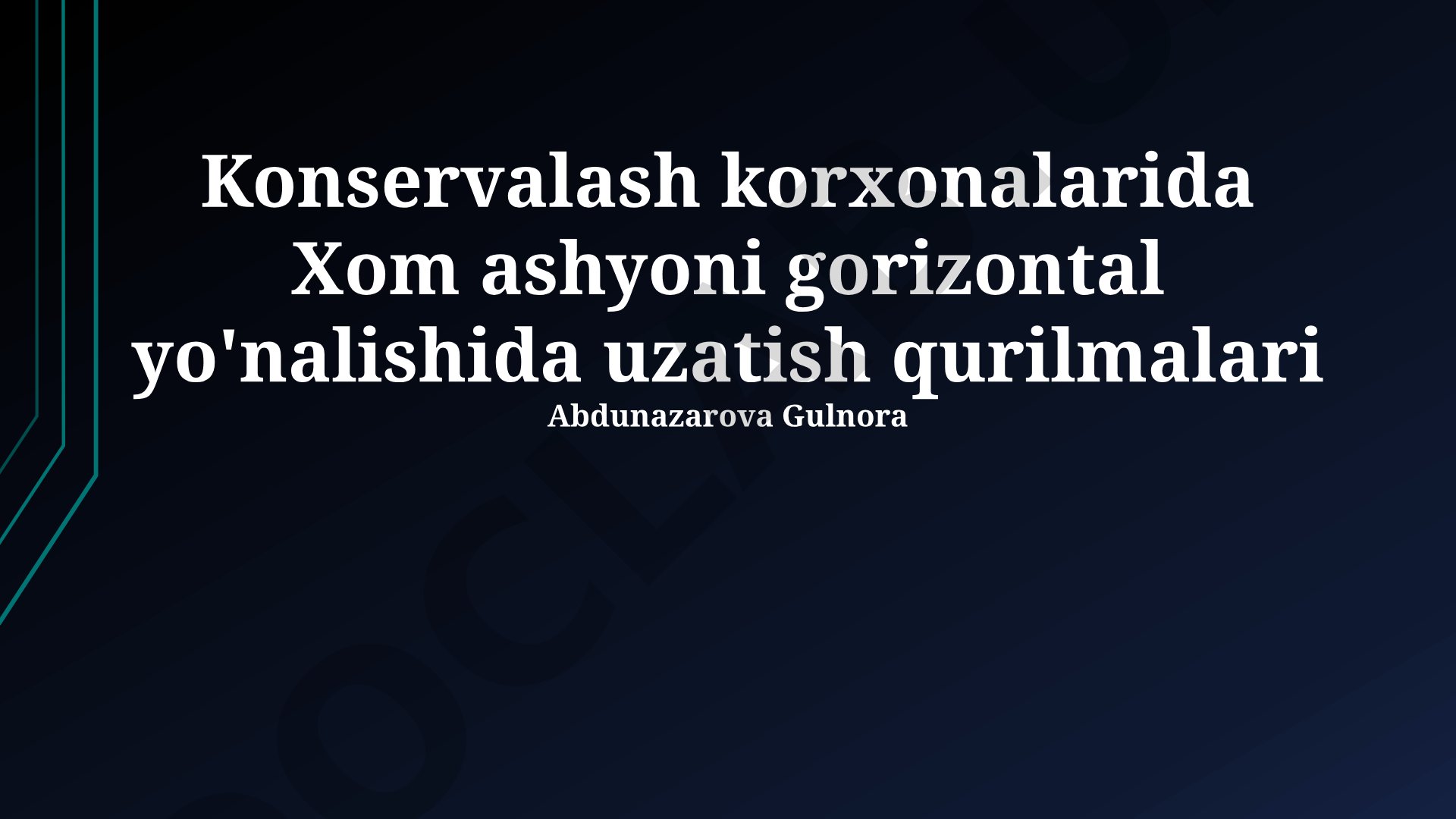 Konservalash korxonalarida xom ashyoni gorizontal yo'nalishida uzatish qurilmalari