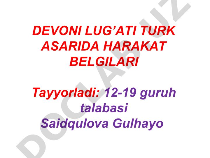 Devoni lug'ati turk asarida harakat belgilari