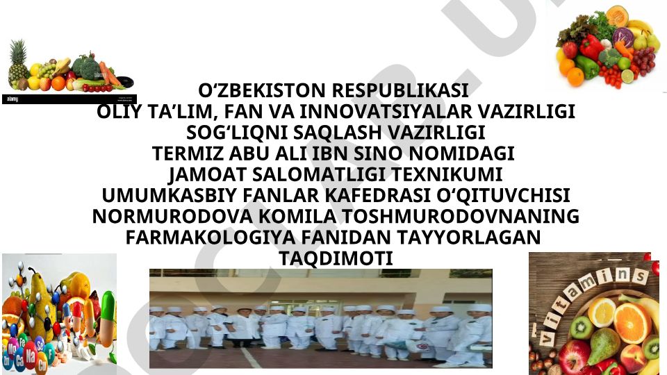 Vitaminlar haqida umumiy tushuncha va turlari