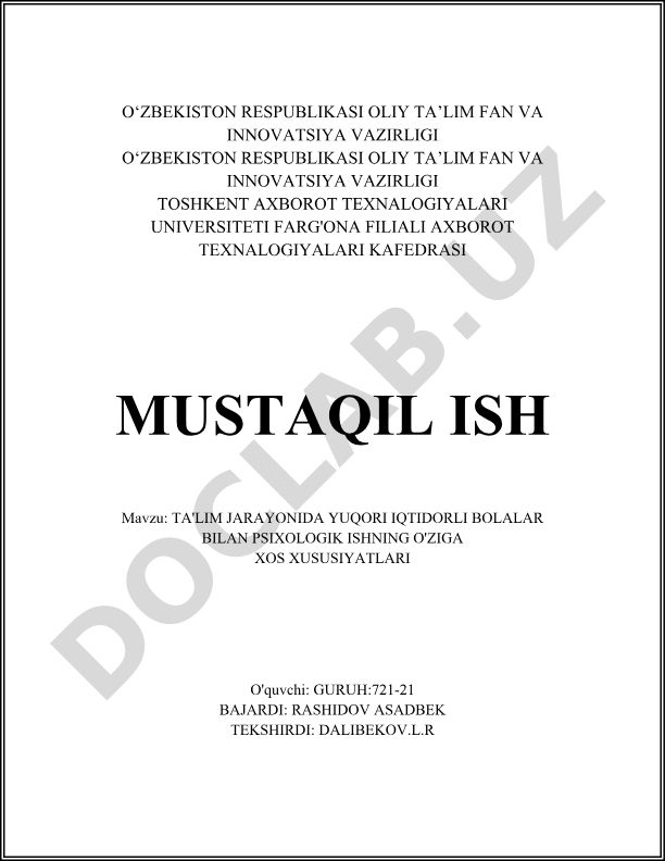 Ta'lim jarayonida yuqori iqtidorli bolalar bilan psixologik ishning o'ziga xos xususiyatlari