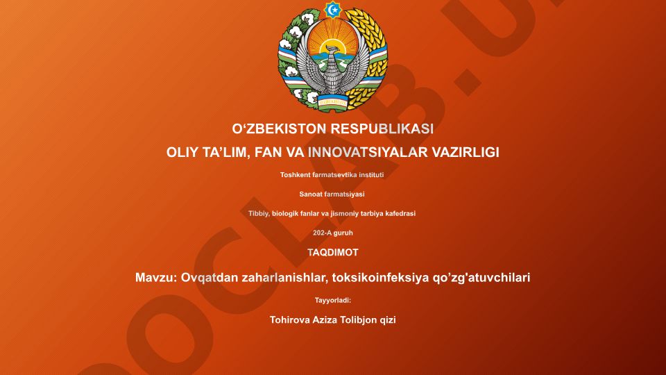 Ovqatdan zaharlanishlar, toksikoinfeksiya qo'zg'atuvchilari
