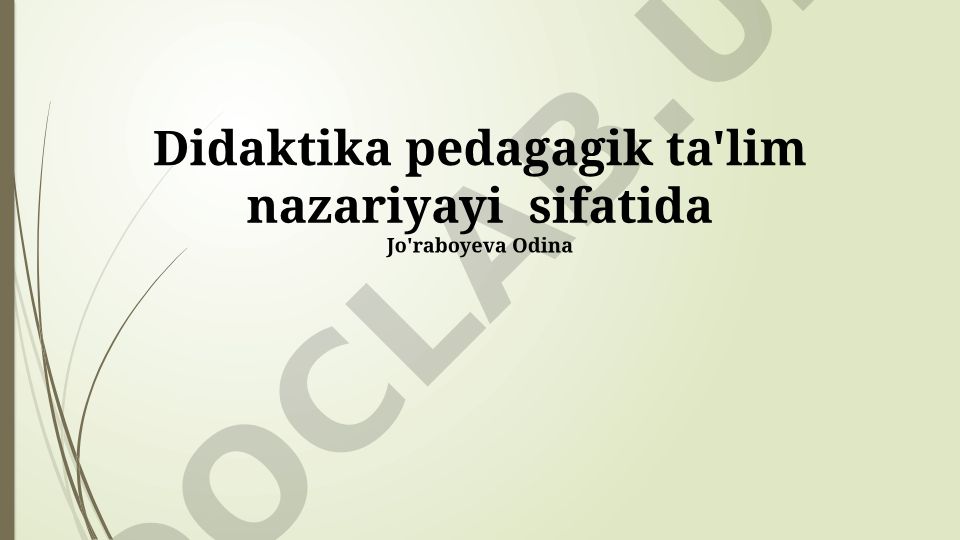 Didaktika pedagogik ta'lim nazariyasi