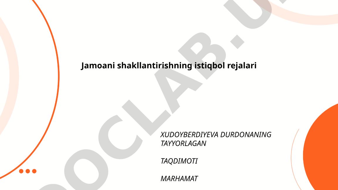 Jamoani shakllantirishning istiqbol rejalari