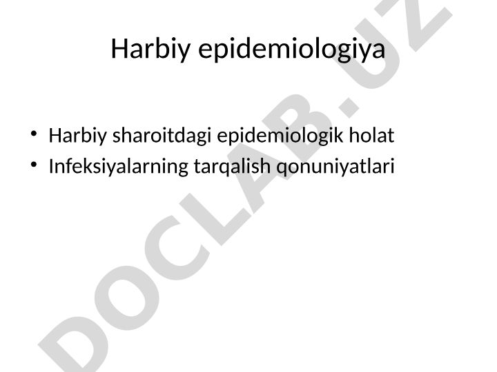 Harbiy epidemiologiya va harbiy sharoitdagi infeksiyalar