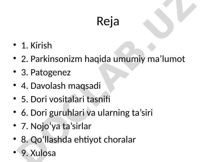 Parkinsonizm kasalligi va uning dorilar bilan davolash usullari