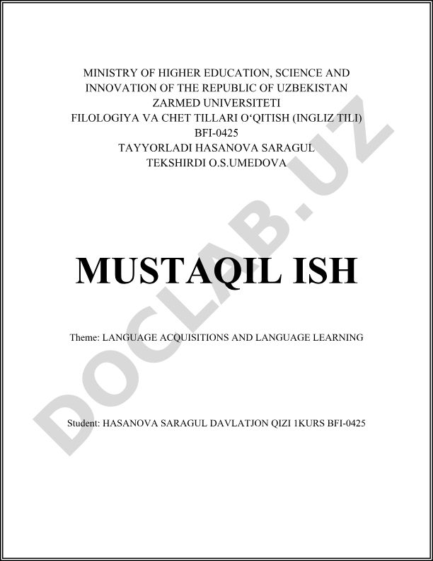 Language Acquisitions and Language Learning