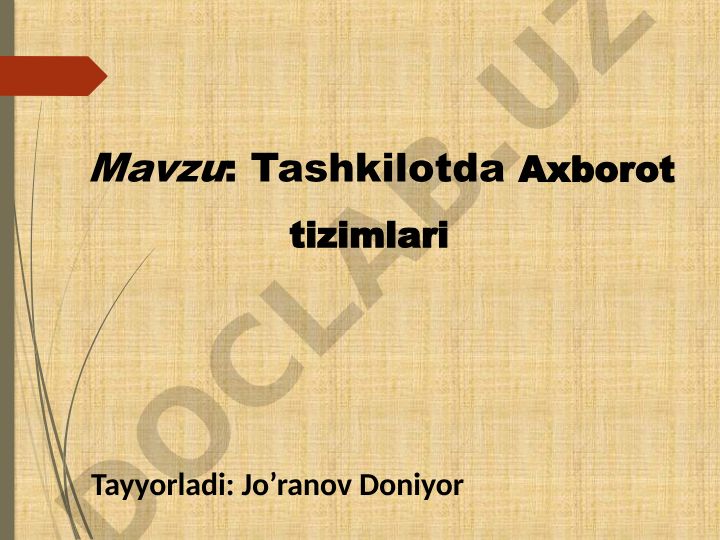 Tashkilotda Axborot tizimlari